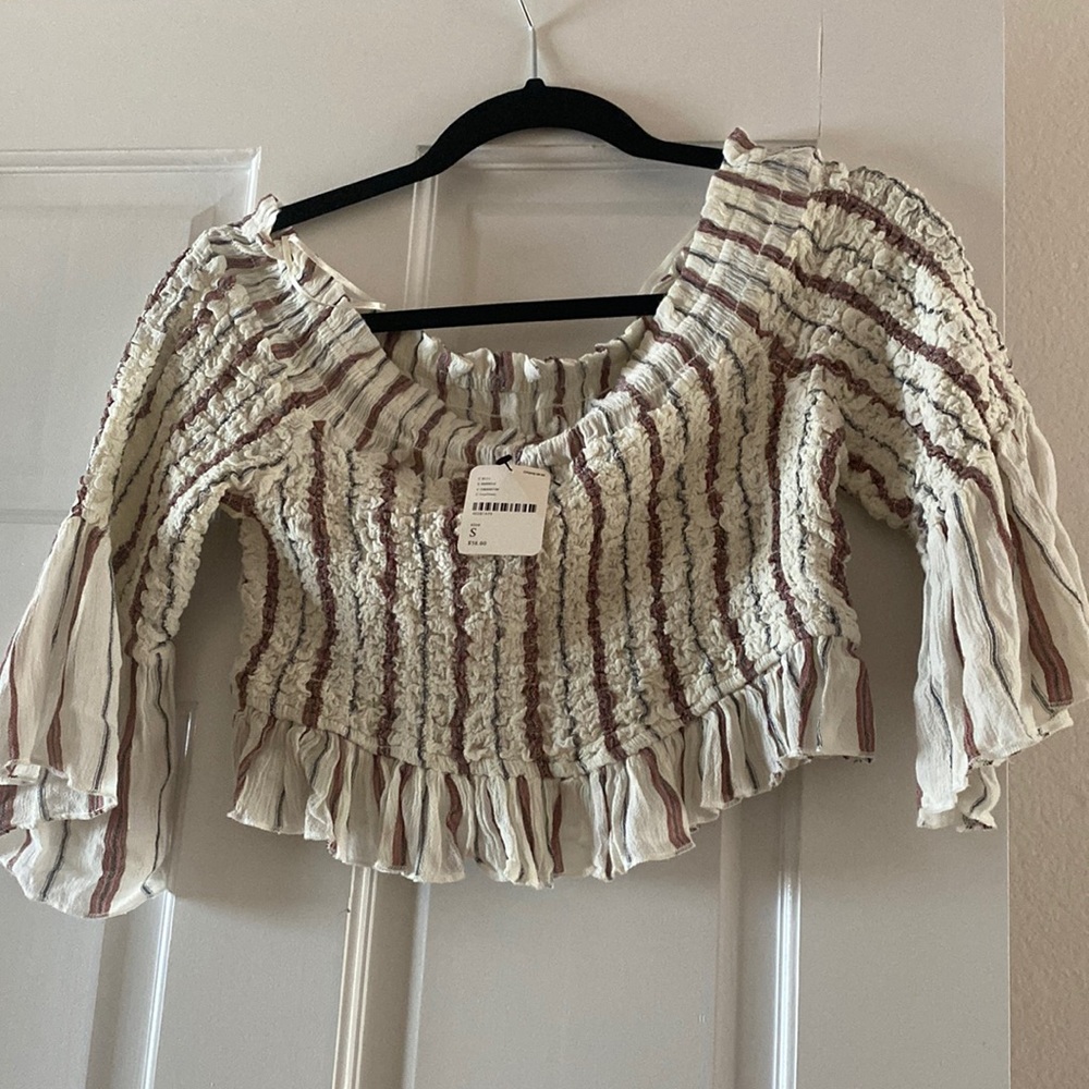 Free People stripped off shoulder top